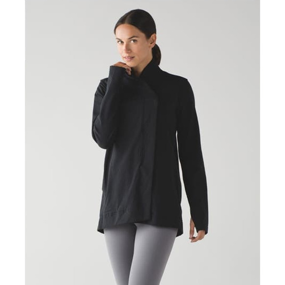 Lululemon Belle Wrap Asymmetrical Jacket Black French Terry Cardigan Size Dot 8 - Picture 1 of 16